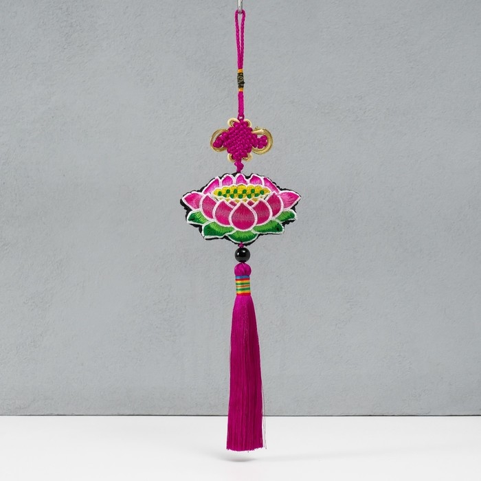 Подвеска текстиль Подвеска текстиль "Лотос" ярко-розовая 2х10х29 см