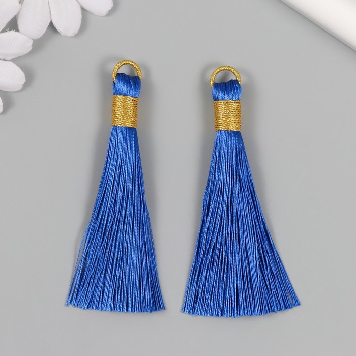 Декор для творчества текстиль Декор для творчества текстиль "Кисть. Оливия" синий набор 2 шт 8х1,2 см