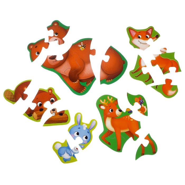 Макси-пазлы «Лесные жители», 5 пазлов, 20 деталей Макси-пазлы «Лесные жители», 5 пазлов, 20 деталей