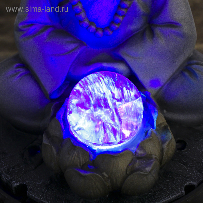 Фонтан настольный полистоун от сети свет "Маленький будда - медитация" 30х20х20 см