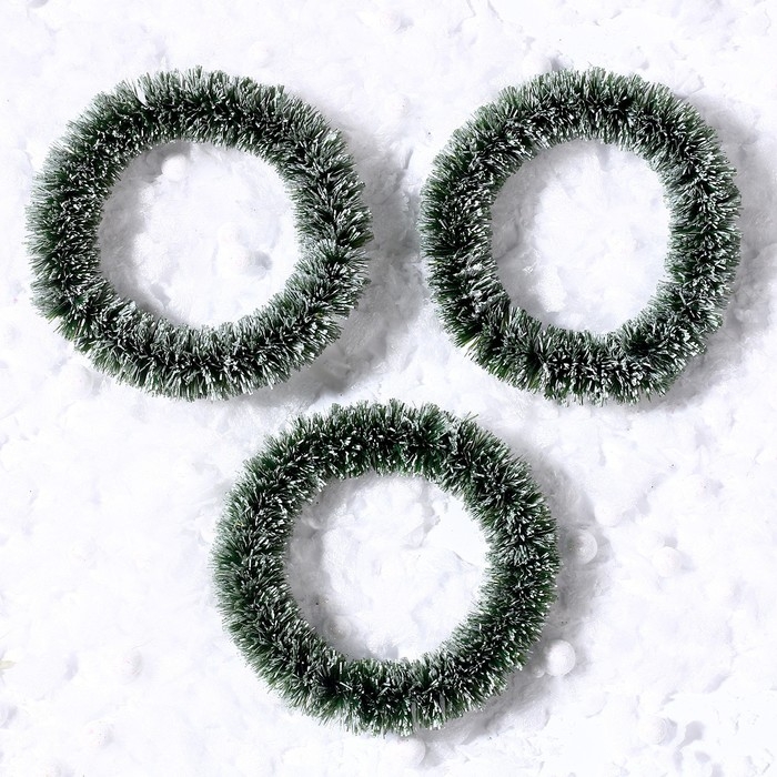 Декор «Новогодний венок», набор 3 шт., размер 1 шт. — 6,5 см, цвет светло-зелёный Декор «Новогодний венок», набор 3 шт., размер 1 шт. — 6,5 см, цвет светло-зелёный
