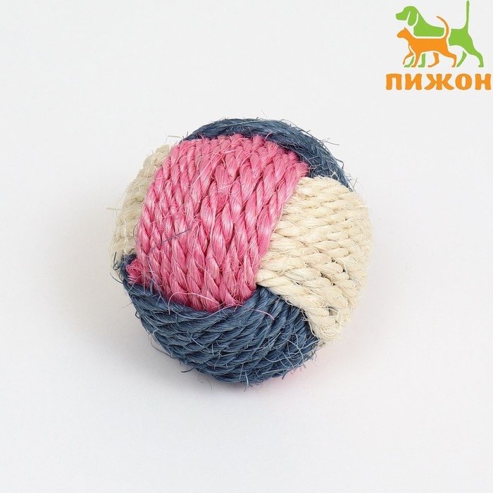 Шарик переплетеный из сизали, 6 см, белый/синий/розовый Шарик переплетеный из сизали, 6 см, белый/синий/розовый