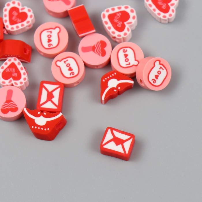 Бусины для творчества пластик Бусины для творчества пластик "Любовное настроение" набор 25 шт 1х1х0,5 см