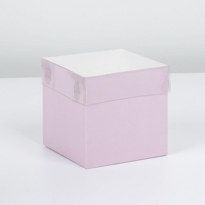 Коробка для цветов с PVC крышкой, розовая, упаковка подарочная, 12 х 12 х 12 см Коробка для цветов с PVC крышкой, розовая, упаковка подарочная, 12 х 12 х 12 см