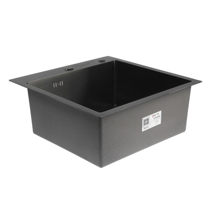 Мойка кухонная AFLORN AF95050F, врезная, S=3,0 и 0,8 мм, 50х50х20 см, сифон, графит Мойка кухонная AFLORN AF95050F, врезная, S=3,0 и 0,8 мм, 50х50х20 см, сифон, графит