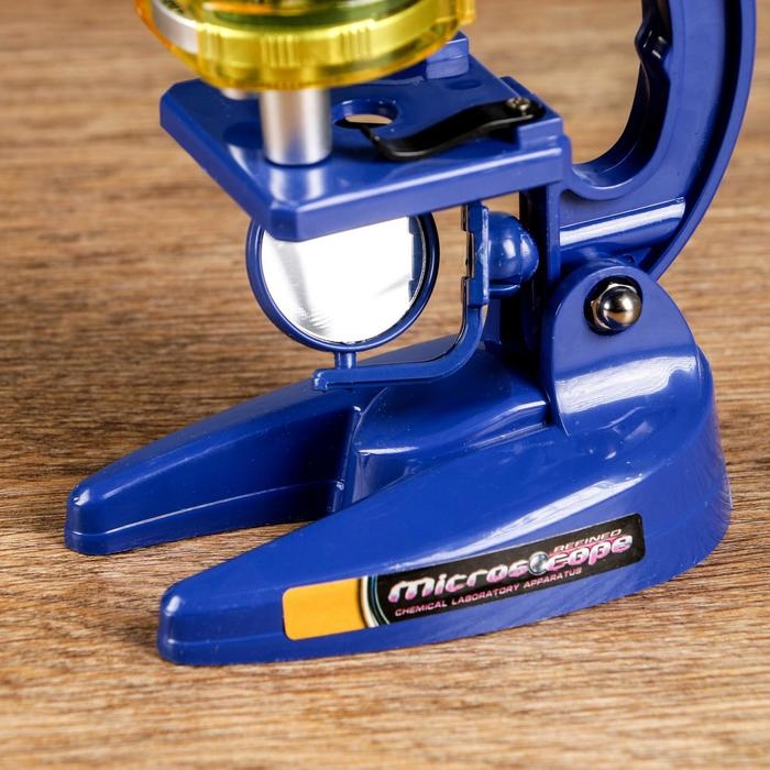 Микроскоп, кратность увеличения 450х, 200х, 100х, синий Микроскоп, кратность увеличения 450х, 200х, 100х, синий