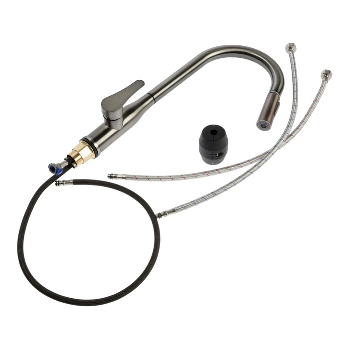 Смеситель для кухни ZEIN Z3780, однорычажный, вытяжной излив, аэратор 2 режима, графит Смеситель для кухни ZEIN Z3780, однорычажный, вытяжной излив, аэратор 2 режима, графит