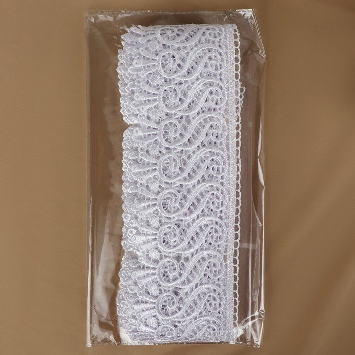 Кружево гипюровое, 94 мм × 11 ± 1 м, цвет белый Кружево гипюровое, 94 мм × 11 ± 1 м, цвет белый