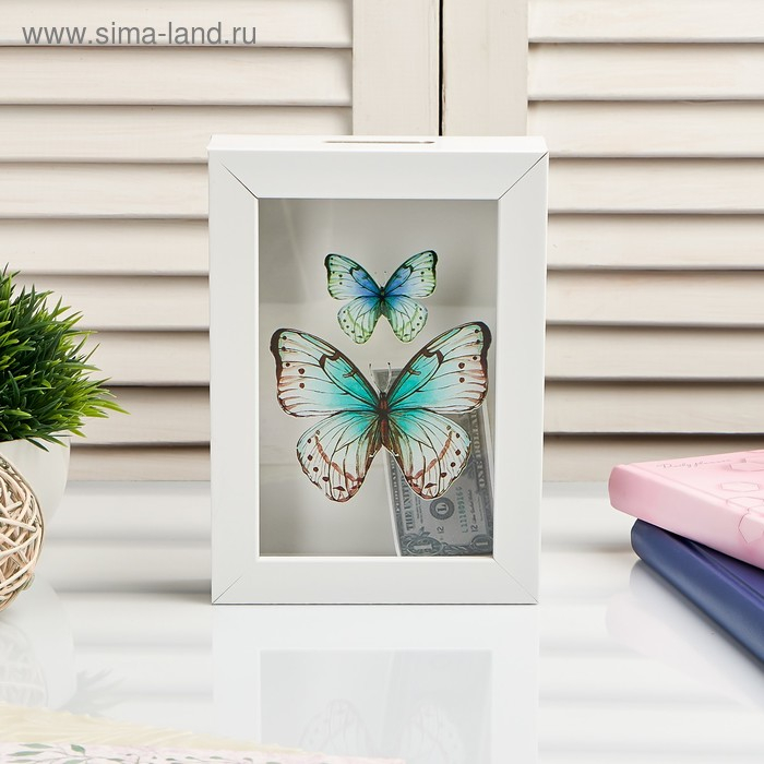 Копилка интерьерная пластик Копилка интерьерная пластик "Бабочки" 17х12х3,8 см