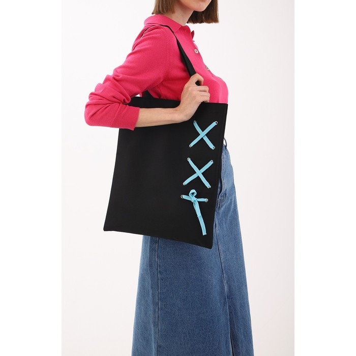 Шопер с лентой, 35 х 1 х 40 см, цвет чёрный Шопер с лентой, 35 х 1 х 40 см, цвет чёрный