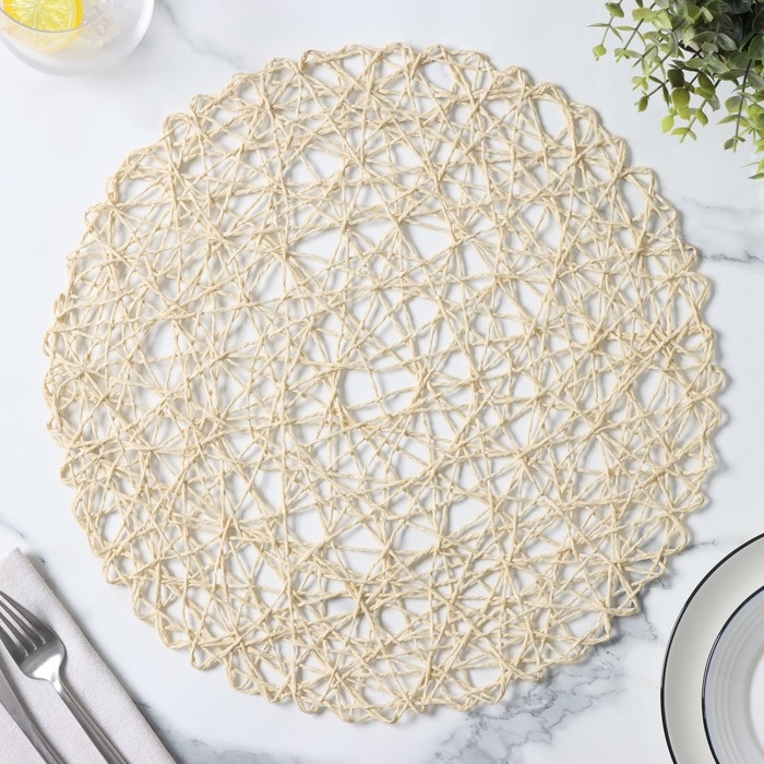 Салфетка сервировочная на стол Доляна «Одуванчик», d=38 см, цвет бежевый Салфетка сервировочная на стол Доляна «Одуванчик», d=38 см, цвет бежевый