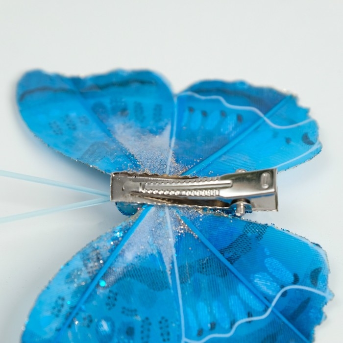 Набор бабочек для декора и флористики, на прищепке, пластиковый, синий, 6шт.,5 см, 8 см и 12 см Набор бабочек для декора и флористики, на прищепке, пластиковый, синий, 6шт.,5 см, 8 см и 12 см