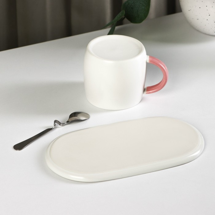 Чайная пара керамическая «Тропики», 300 мл, подставка 21×11,5, ложка Чайная пара керамическая «Тропики», 300 мл, подставка 21×11,5, ложка