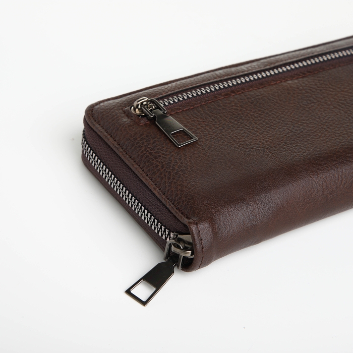 Портмоне мужское на молнии, отдел для карт, монет, цвет коричневый Портмоне мужское на молнии, отдел для карт, монет, цвет коричневый