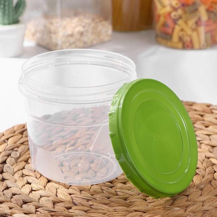 Банка для хранения продуктов, пластиковая, 1 л, прозрачная, крышка МИКС Банка для хранения продуктов, пластиковая, 1 л, прозрачная, крышка МИКС