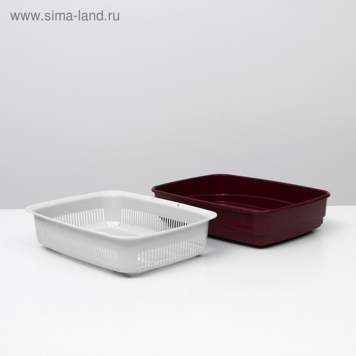 Лоток большой с сеткой Atlantis  Лоток большой с сеткой Atlantis "Стандарт", 42 х 31 х 10 см, красный,