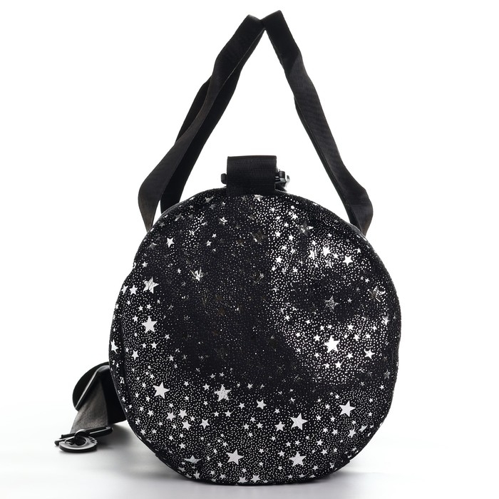 Сумка детская спортивная плюшевая для девочки с блестками «Звёзды» чёрный