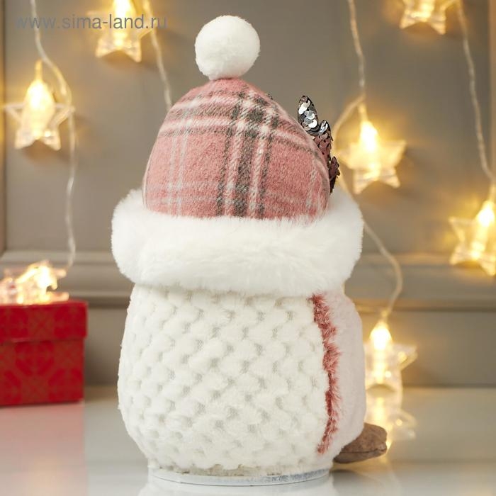 Кукла интерьерная свет Кукла интерьерная свет "Совушка в розовой шапке с оленьими рожками" 25х15х15 см