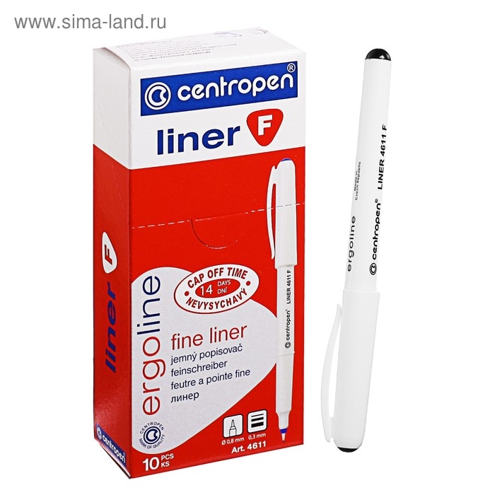 Ручка капиллярная, 0.8 мм, Centropen 4611, черная, невысыхаемая, длина письма 1500 Ручка капиллярная, 0.8 мм, Centropen 4611, черная, невысыхаемая, длина письма 1500