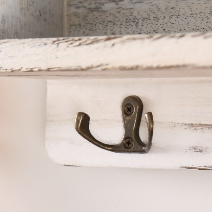 Крючки декоративные дерево с карманом и полочкой Крючки декоративные дерево с карманом и полочкой "Белый состаренный" 10,5х28х18 см