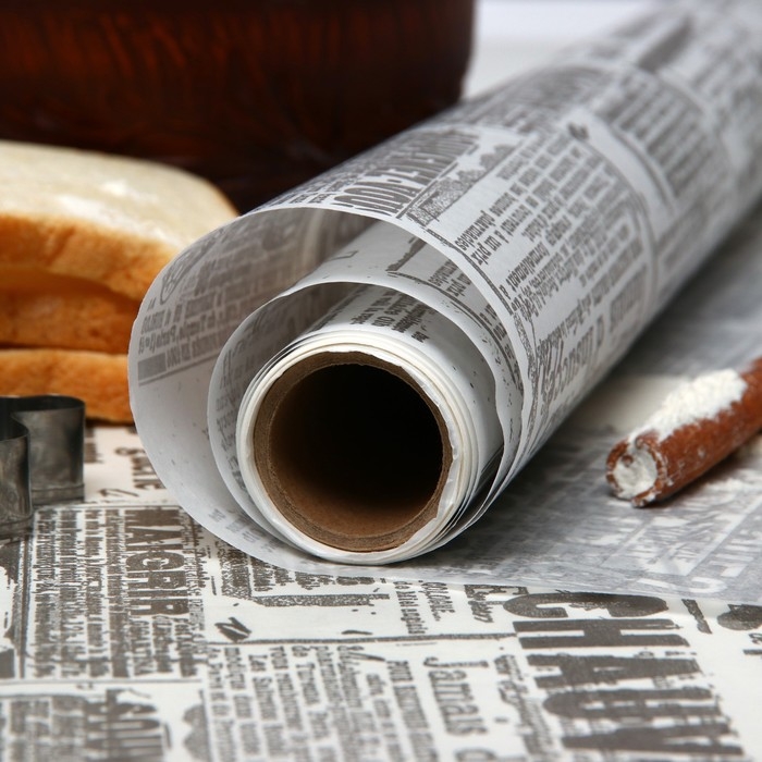Силиконизированная бумага для выпечки  Силиконизированная бумага для выпечки ""Газета старая" 38 х 5 м