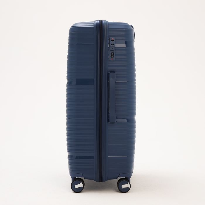 Чемодан большой 100 л (L), отдел на молнии, кодовый замок, 4 колеса, цвет синий Чемодан большой 100 л (L), отдел на молнии, кодовый замок, 4 колеса, цвет синий