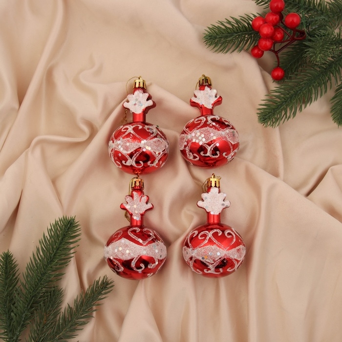 Украшение ёлочное Украшение ёлочное "Сюрприз" (набор 4 шт) 9х5,5 см, красно-белый
