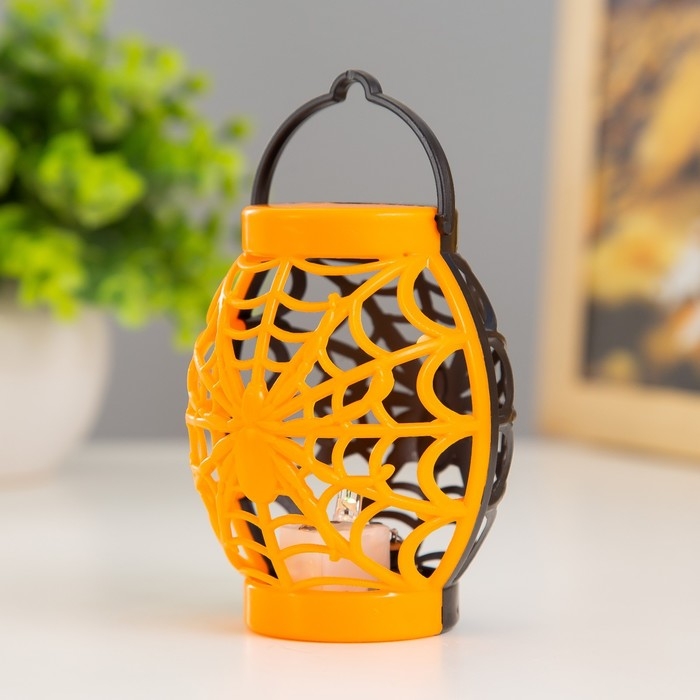 Ночник Ночник "Паутина" LED RGB 3хAG10 оранжевый черный 6х6х9 см RISALUX