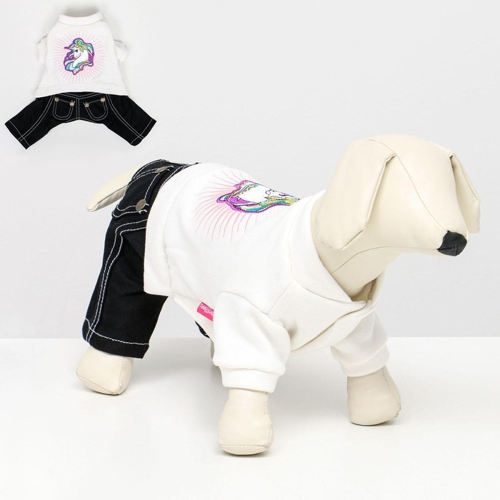 Комбинезон Комбинезон "Единорог", размер 14 (ДС 32 см, ОГ 42 см, ОШ 31 см), бело-синий