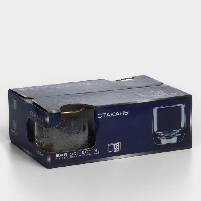 Набор стеклянных стаканов «Перо», 300 мл, 6 шт Набор стеклянных стаканов «Перо», 300 мл, 6 шт