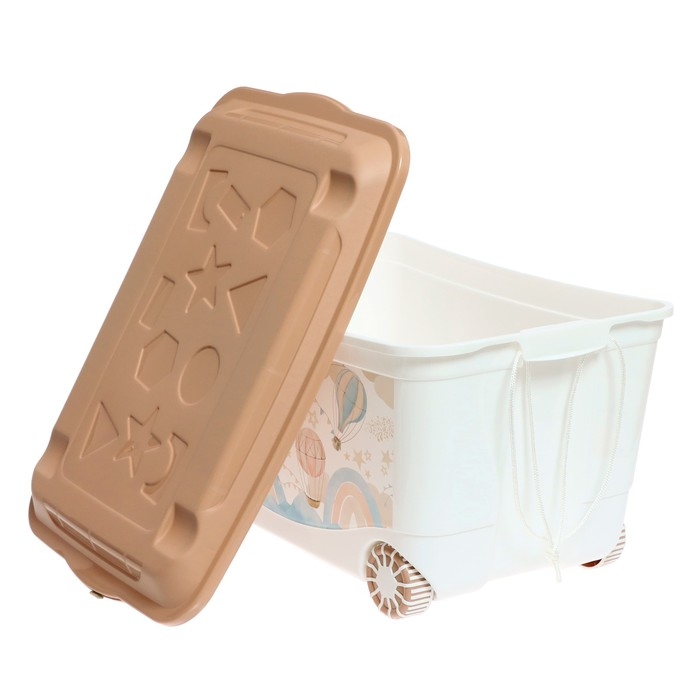 Ящик для игрушек «Воздушные шары», на колёсах 58 × 39 × 33,5 см, 45 л, тёмно-бежевый Ящик для игрушек «Воздушные шары», на колёсах 58 × 39 × 33,5 см, 45 л, тёмно-бежевый