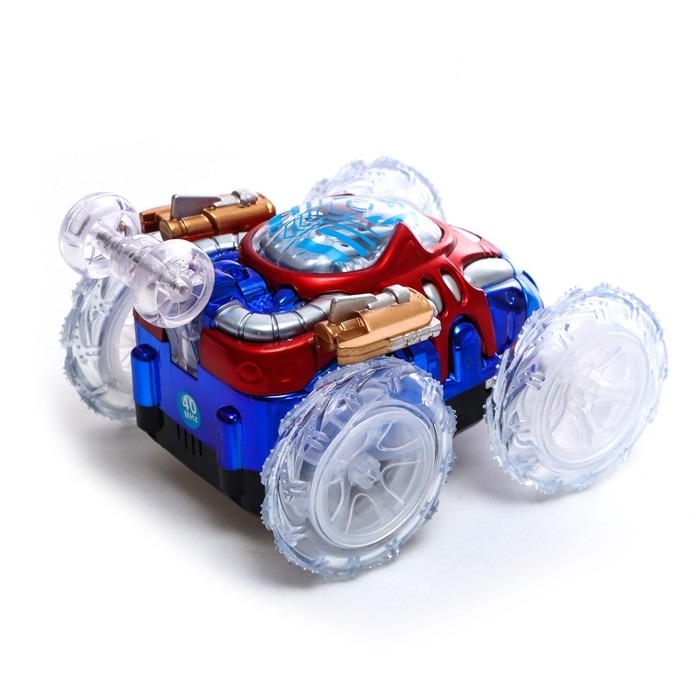 Машина-перевёртыш радиоуправляемая «Трюк», работает от батареек, световые эффекты, цвет синий Машина-перевёртыш радиоуправляемая «Трюк», работает от батареек, световые эффекты, цвет синий