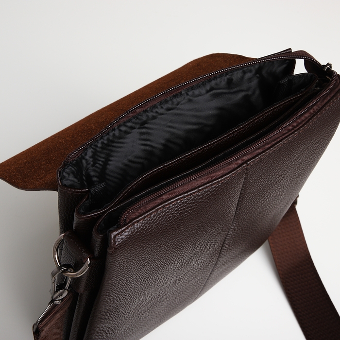 Сумка мужская через плечо TEXTURA, наружный карман, цвет коричневый Сумка мужская через плечо TEXTURA, наружный карман, цвет коричневый