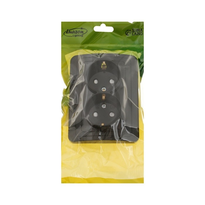 Розетка двухместная со шторкой Luazon Lighting  Розетка двухместная со шторкой Luazon Lighting "Орион", 16 А, скрытая, с з/к, черная