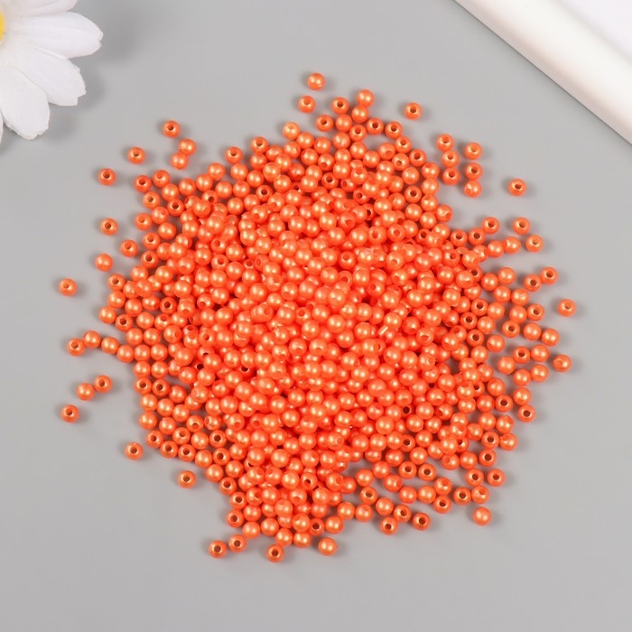 Набор бусин Набор бусин "Жемчуг" d 4 мм, 250 гр, морковный