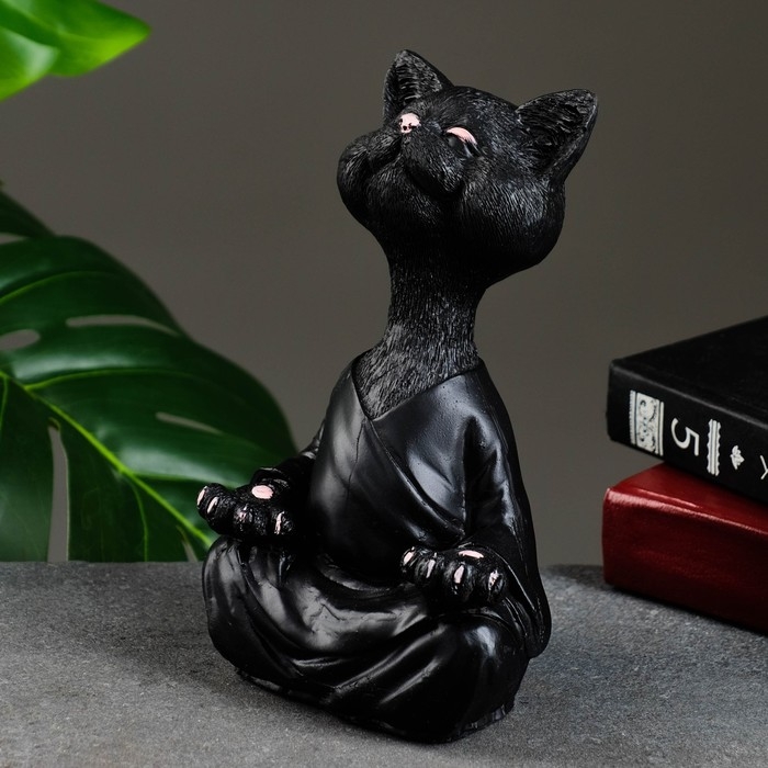 Фигура  Фигура "Кошка йог" черная, 11х23х6см