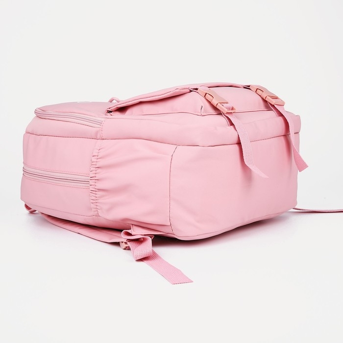 Рюкзак школьный из текстиля на молнии, 3 кармана, цвет розовый