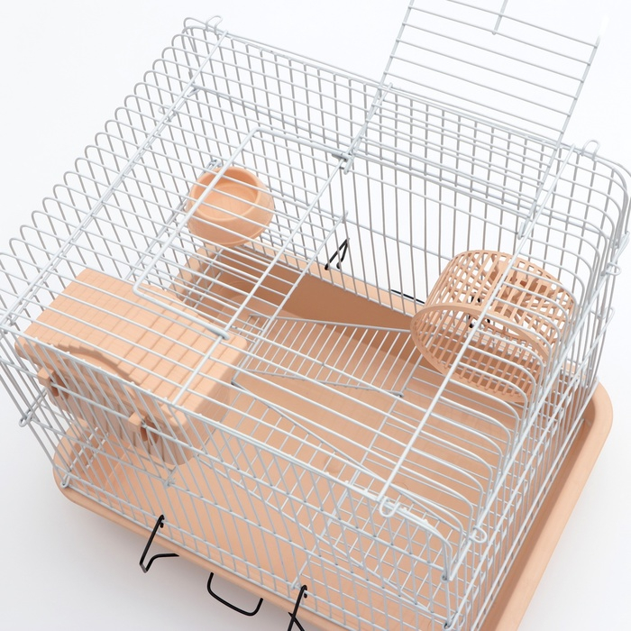 Клетка для грызунов Клетка для грызунов "Пижон" №3, с 2-я этажами, укомплектованная, 33 х 24 х 28 см, бежевая