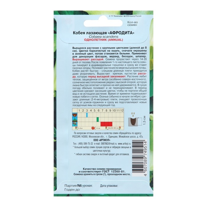 Семена Цветов Кобея Семена Цветов Кобея "Афродита", 5 шт