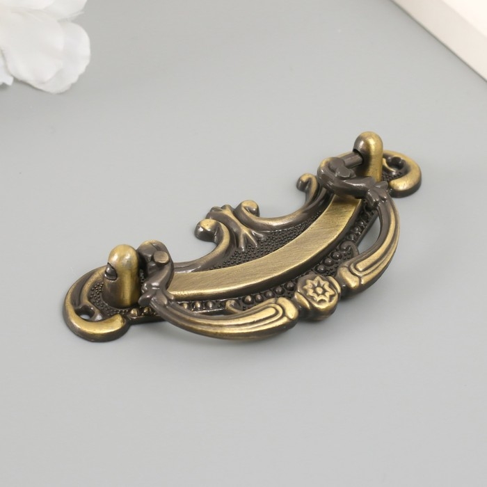 Ручка для шкатулки металл Ручка для шкатулки металл "Узоры" бронза 9х4 см