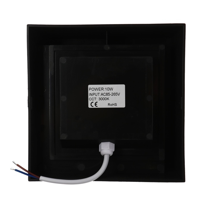 Светильник фасадный «Сити», FSD-054, 10 Вт, 3000К, квадрат, IP65, 220 В, пластик, черный Светильник фасадный «Сити», FSD-054, 10 Вт, 3000К, квадрат, IP65, 220 В, пластик, черный