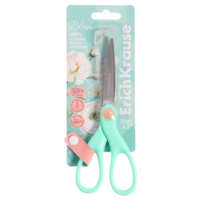Ножницы ErichKrause Unity Pastel Bloom, 16 см, лезвия из нержавеющей стали, двойная заточка, ударопрочный пластик, блистер, МИКС Ножницы ErichKrause Unity Pastel Bloom, 16 см, лезвия из нержавеющей стали, двойная заточка, ударопрочный пластик, блистер, МИКС