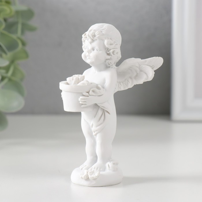 Сувенир полистоун Сувенир полистоун "Белоснежный ангел с цветком в горшке" 9,7х6х6,5 см