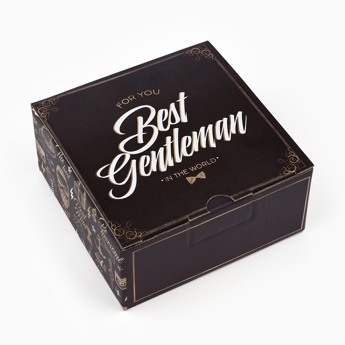 Коробка подарочная сборная, упаковка, «Джентльмену», 15 х 15 х 7 см Коробка подарочная сборная, упаковка, «Джентльмену», 15 х 15 х 7 см