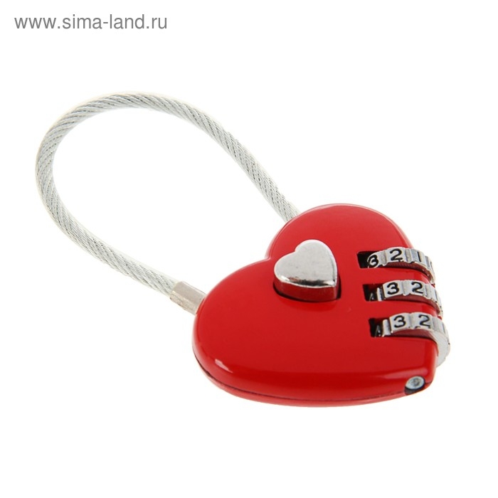 Замок навесной кодовый, Замок навесной кодовый, "Сердце", красный