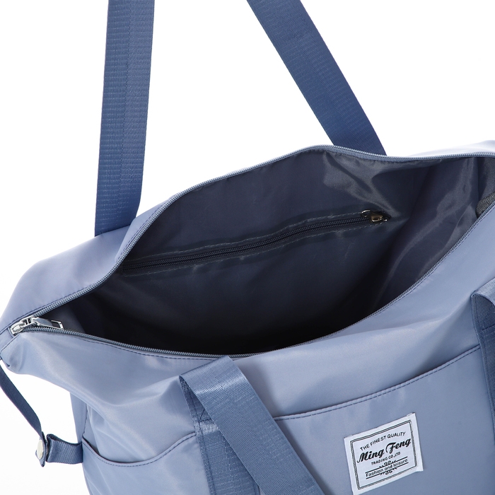 Сумка дорожная 20 Сумка дорожная 20" на съемных колёсах, отдел на молнии, с увеличением, 3 наружных кармана, держатель для чемодана, цвет голубой