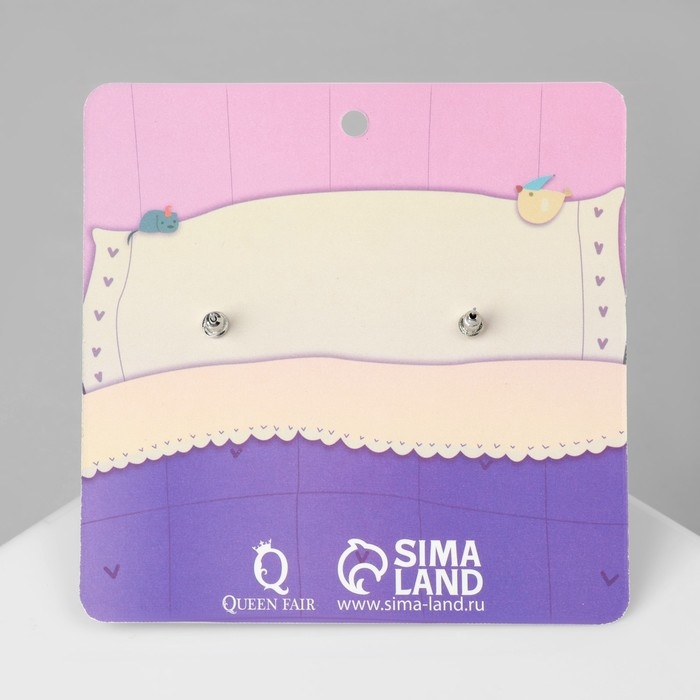 Серьги пластик «Мишка» с бантиком, цвет бело-коричневый в серебре Серьги пластик «Мишка» с бантиком, цвет бело-коричневый в серебре