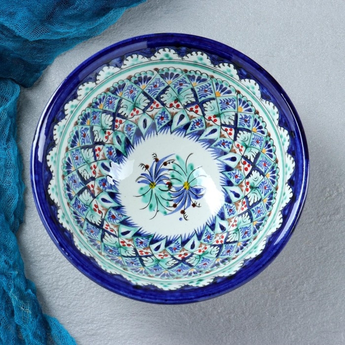 Коса Риштанская Керамика  Коса Риштанская Керамика "Узоры", 18 см, большая, синяя