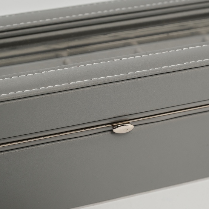 Шкатулка кожзам под часы 6 отделений Шкатулка кожзам под часы 6 отделений "Серая" 9,5х30,5х8 см