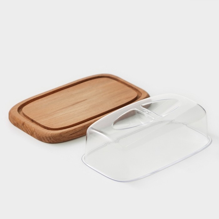 Маслёнка - сырница с крышкой Adelica, 17×11×6,5 см, бук Маслёнка - сырница с крышкой Adelica, 17×11×6,5 см, бук